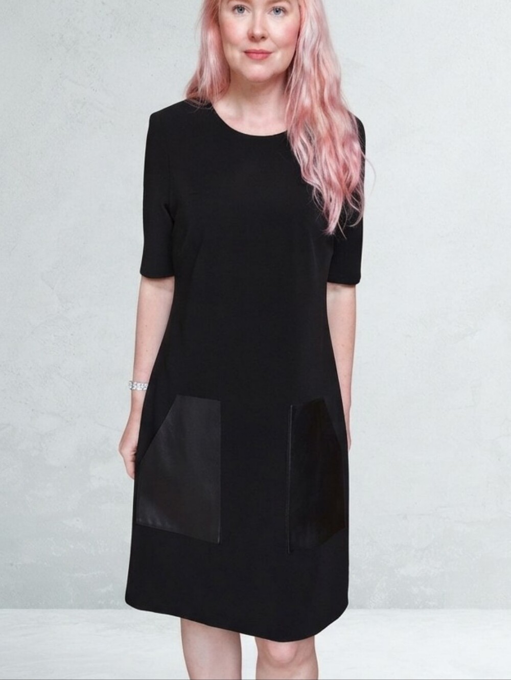 Polo Ralph Lauren Black Shift Dress with Leather Pockets 6